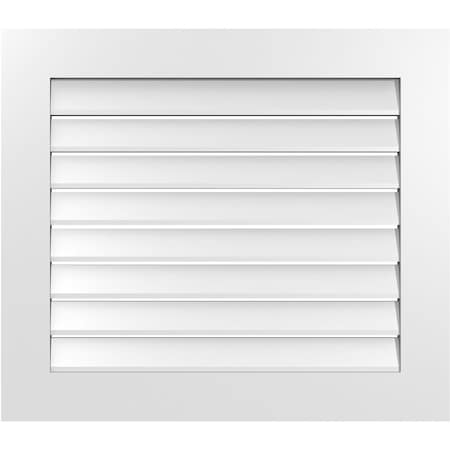 Ekena Millwork Vertical Surface Mount PVC Gable Vent: Functional, w/ 3-1/2"W x 1"P Standard Frame, 32"W x 28"H GVPVE32X2801SF